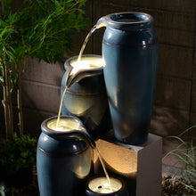 Load image into Gallery viewer, 39&quot; H Multi-Tiered Lighted Jug Water Fountain Indoor/Outdoor Use
