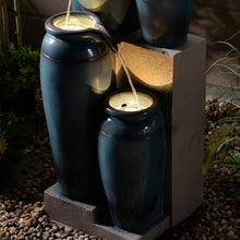 Load image into Gallery viewer, 39&quot; H Multi-Tiered Lighted Jug Water Fountain Indoor/Outdoor Use
