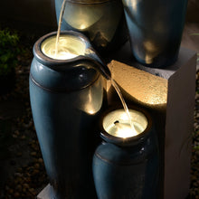 Load image into Gallery viewer, 39&quot; H Multi-Tiered Lighted Jug Water Fountain Indoor/Outdoor Use
