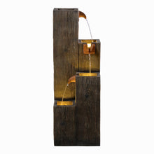 Load image into Gallery viewer, 34&quot; Wooden Texture Cascading Water Fountain Indoor/Outdoor Use
