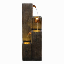Load image into Gallery viewer, 34&quot; Wooden Texture Cascading Water Fountain Indoor/Outdoor Use
