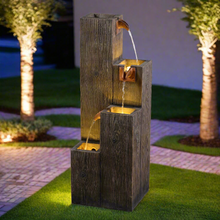 Load image into Gallery viewer, 34&quot; Wooden Texture Cascading Water Fountain Indoor/Outdoor Use
