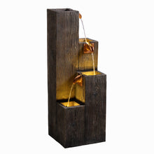Load image into Gallery viewer, 34&quot; Wooden Texture Cascading Water Fountain Indoor/Outdoor Use
