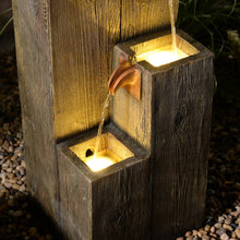 Load image into Gallery viewer, 34&quot; Wooden Texture Cascading Water Fountain Indoor/Outdoor Use
