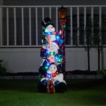 Load image into Gallery viewer, Stacking Snowmen Lamp Post with 50 LEDs
