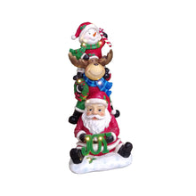 Load image into Gallery viewer, Stacking Snowman Elk Santa Christmas Decoration with LED Lights Battery Operated Indoor Use Only
