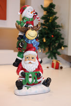 Load image into Gallery viewer, Stacking Snowman Elk Santa Christmas Decoration with LED Lights Battery Operated Indoor Use Only
