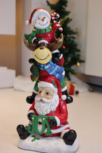 Load image into Gallery viewer, Stacking Snowman Elk Santa Christmas Decoration with LED Lights Battery Operated Indoor Use Only
