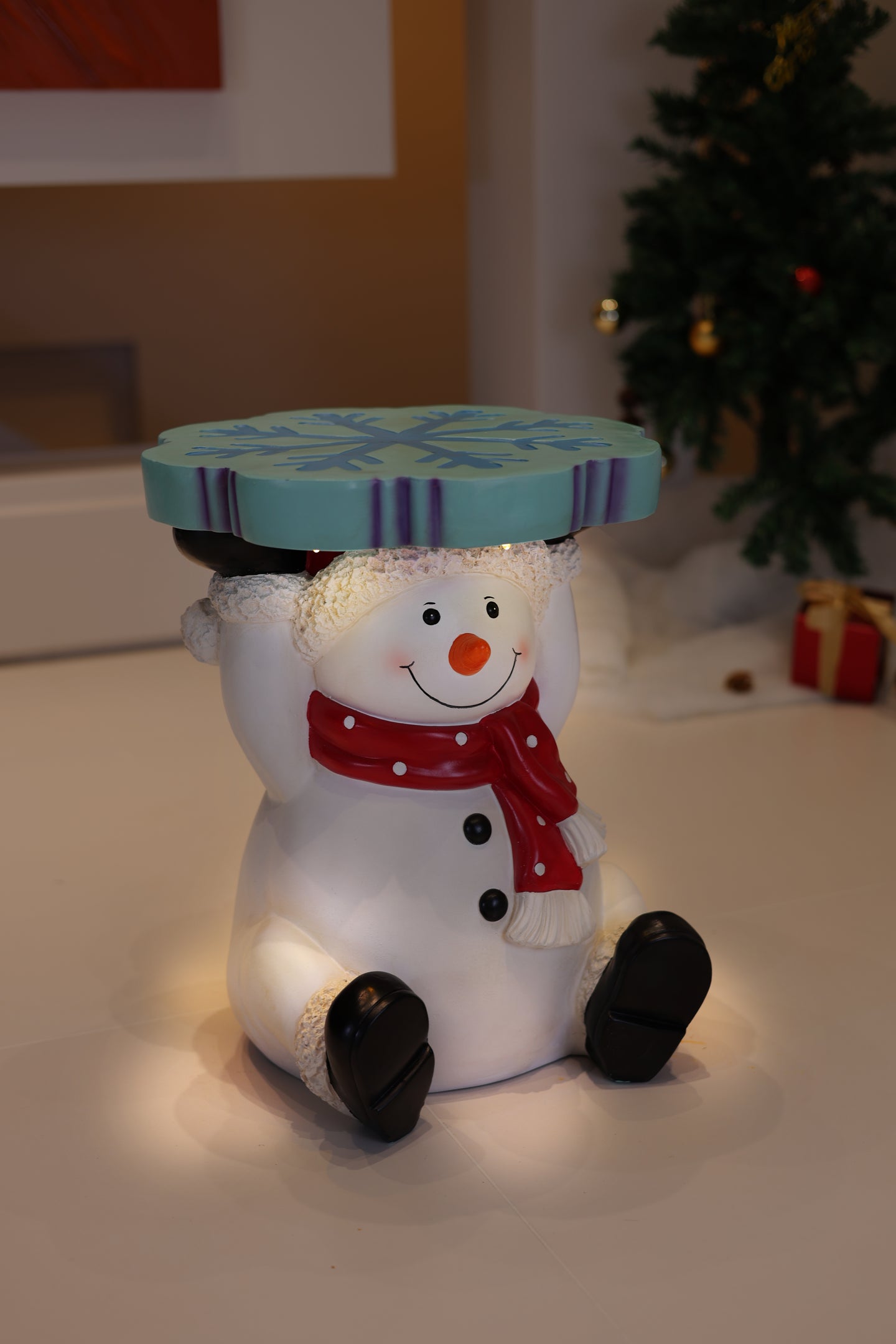 85187-D - Lighted Snowman Christmas Side Table Decor Battery Operated Indoor Use Only