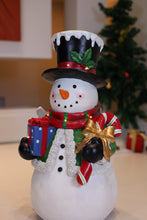 Load image into Gallery viewer, Snowman Statue with LED Lights Lighted Christmas Decor Battery Operated Indoor Use Only
