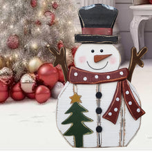 Load image into Gallery viewer, 85255-H - 21.5in Wooden Snowman with Tree Christmas Decor Indoor Outdoor Use
