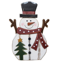 Load image into Gallery viewer, 21.5in Wooden Snowman with Tree Christmas Decor Indoor Outdoor Use
