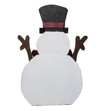 Load image into Gallery viewer, 85255-H - 21.5in Wooden Snowman with Tree Christmas Decor Indoor Outdoor Use
