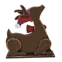 Load image into Gallery viewer, 2 Piece Wooden Reindeer Christmas Decor Set Indoor Outdoor Use
