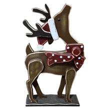 Load image into Gallery viewer, 2 Piece Wooden Reindeer Christmas Decor Set Indoor Outdoor Use
