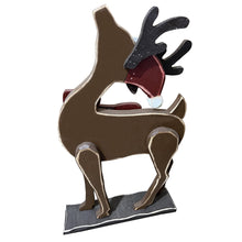 Load image into Gallery viewer, 2 Piece Wooden Reindeer Christmas Decor Set Indoor Outdoor Use
