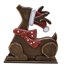 Load image into Gallery viewer, 2 Piece Wooden Reindeer Christmas Decor Set Indoor Outdoor Use

