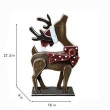 Load image into Gallery viewer, 2 Piece Wooden Reindeer Christmas Decor Set Indoor Outdoor Use
