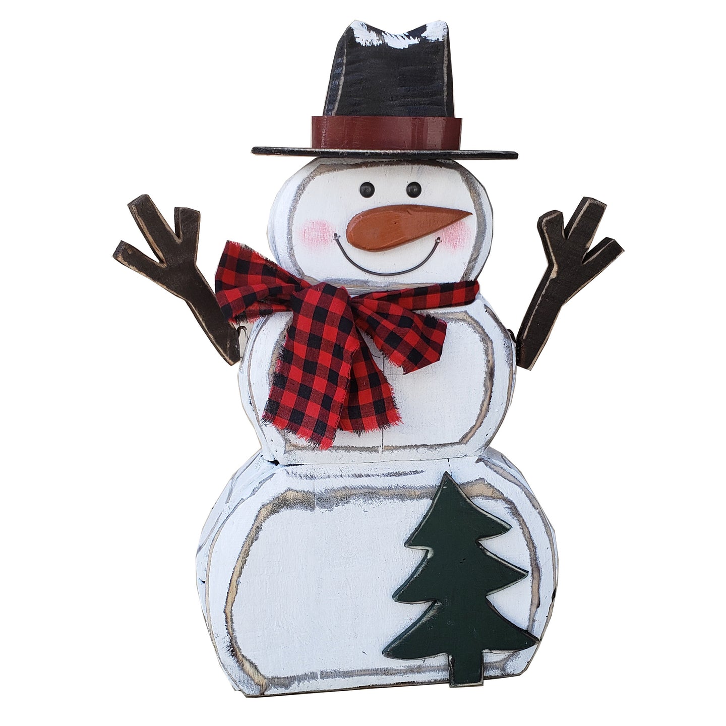 Wooden Snowman with Scarf Christmas Decor Indoor Outdoor Use
