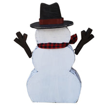 Load image into Gallery viewer, Wooden Snowman with Scarf Christmas Decor Indoor Outdoor Use
