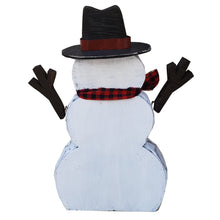 Load image into Gallery viewer, Wooden Snowman with Scarf Christmas Decor Indoor Outdoor Use
