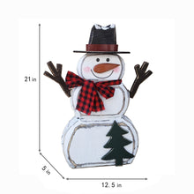 Load image into Gallery viewer, Wooden Snowman with Scarf Christmas Decor Indoor Outdoor Use
