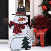 Load image into Gallery viewer, Wooden Snowman with Scarf Christmas Decor Indoor Outdoor Use
