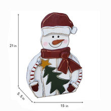 Load image into Gallery viewer, 2 Piece Wooden Santa and Snowman 20in Christmas Decor Indoor Outdoor Use
