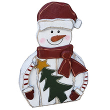 Load image into Gallery viewer, 2 Piece Wooden Santa and Snowman 20in Christmas Decor Indoor Outdoor Use
