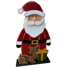 Load image into Gallery viewer, 85255-L - 30in Wooden Santa with Reindeer Christmas Decor Indoor Outdoor Use
