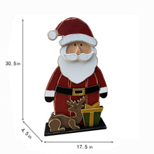 Load image into Gallery viewer, 85255-L - 30in Wooden Santa with Reindeer Christmas Decor Indoor Outdoor Use
