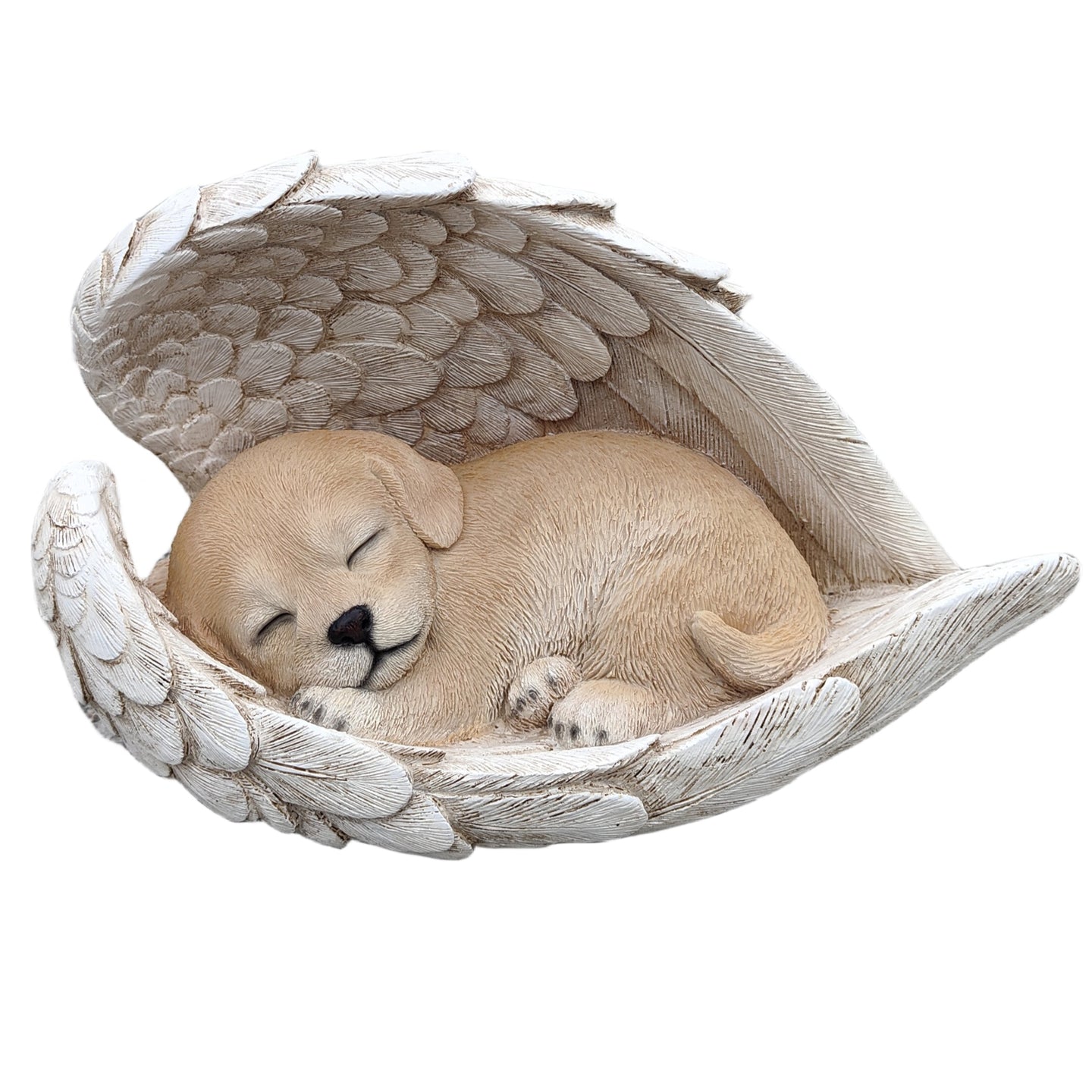 Sunny Serenity: Radiant Yellow Polyresin Angel Dog Figurine