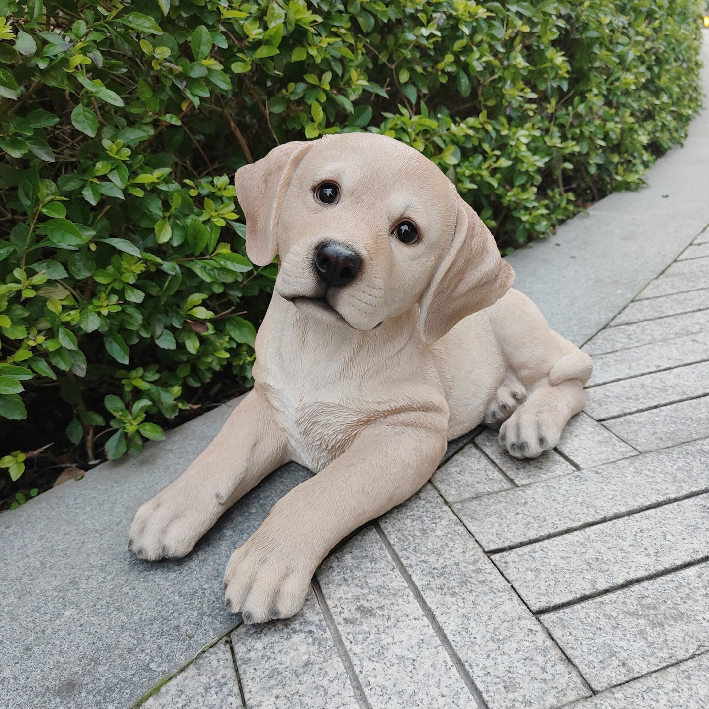 87632-YL - Golden Dreams: Lying Yellow Labrador Polyresin Figurine