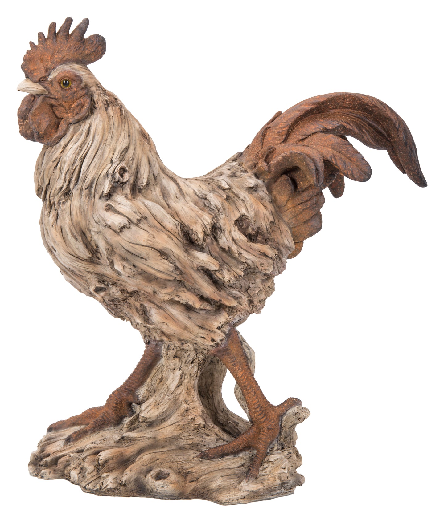 Driftwood Standing Rooster Statue