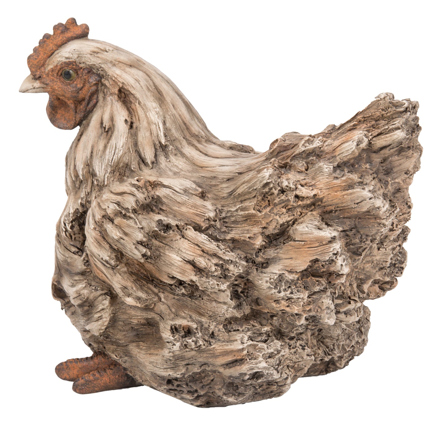 Driftwood Squatting Hen Statue