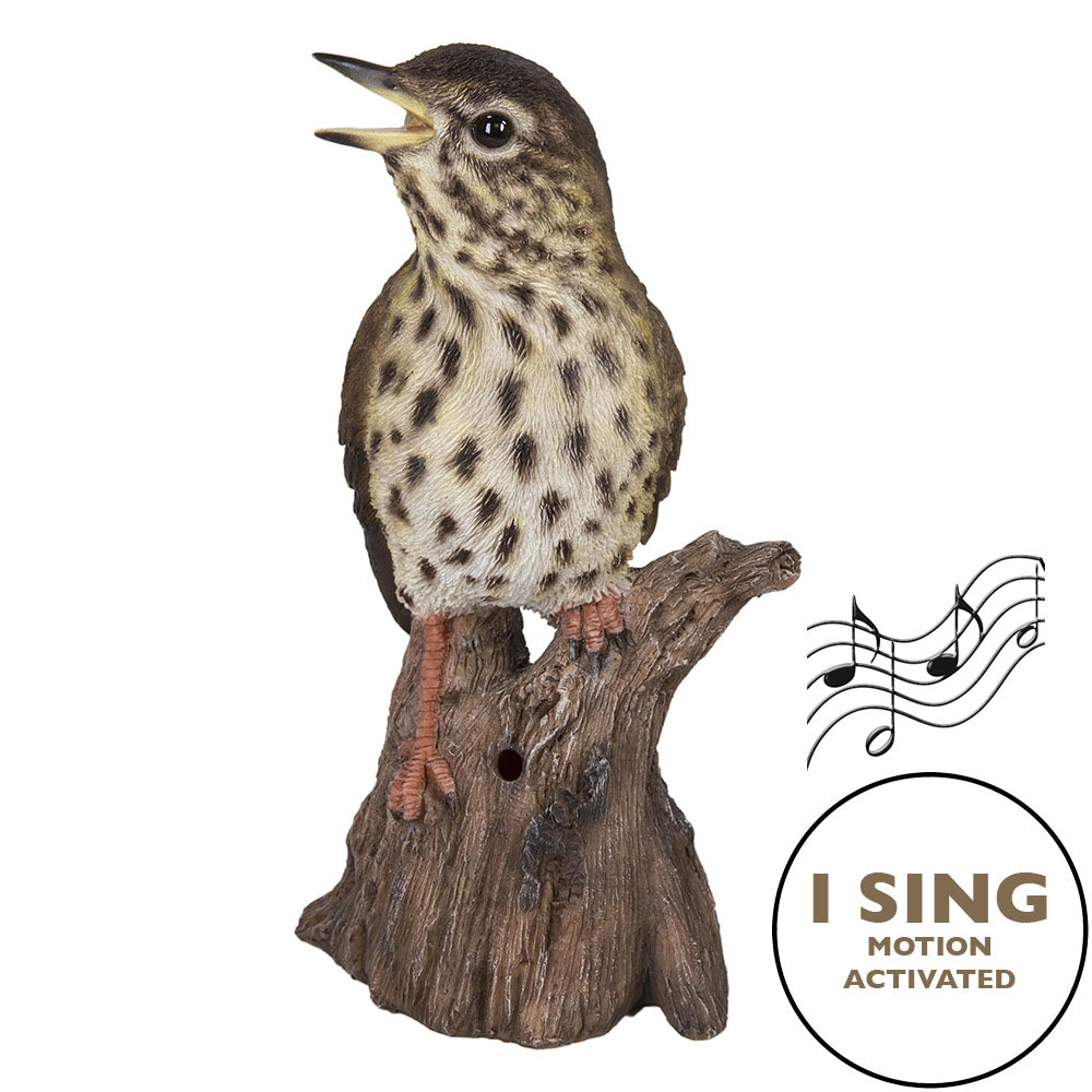 Songbird Standing On Stump W/Sound Motion Sensor