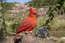 Load image into Gallery viewer, Motion Activated Singing Cardinal Standing On Stump
