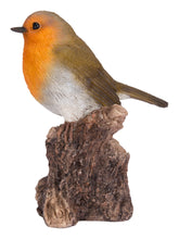 Load image into Gallery viewer, Motion Activated Singing Robin On Stump

