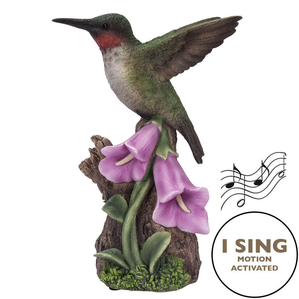 Motion Activated Singing Hummingbird On Foxglove
