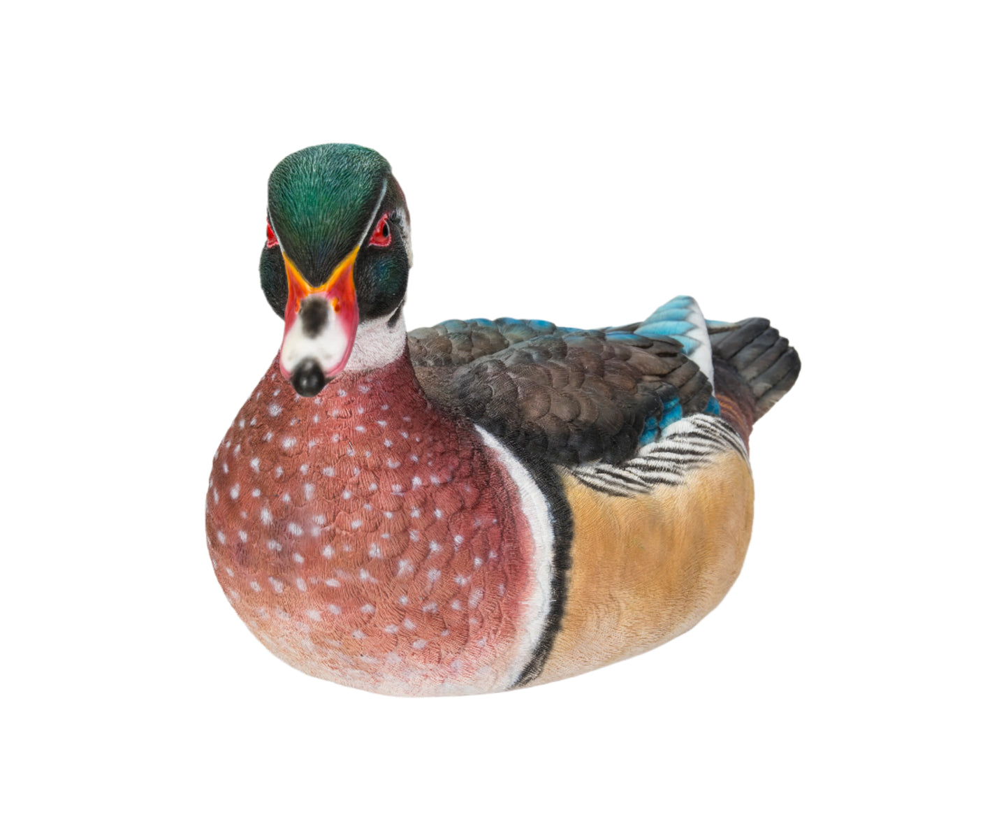 Colorful Sitting Wood Duck Garden Statue