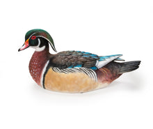 Load image into Gallery viewer, Colorful Sitting Wood Duck Garden Statue
