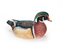 Load image into Gallery viewer, Colorful Sitting Wood Duck Garden Statue
