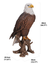 Load image into Gallery viewer, Large Bald Eagle On Stump Statue
