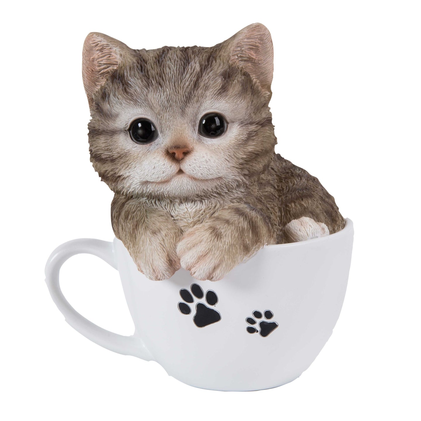 Teacup Kitten Grey Tabby Statue