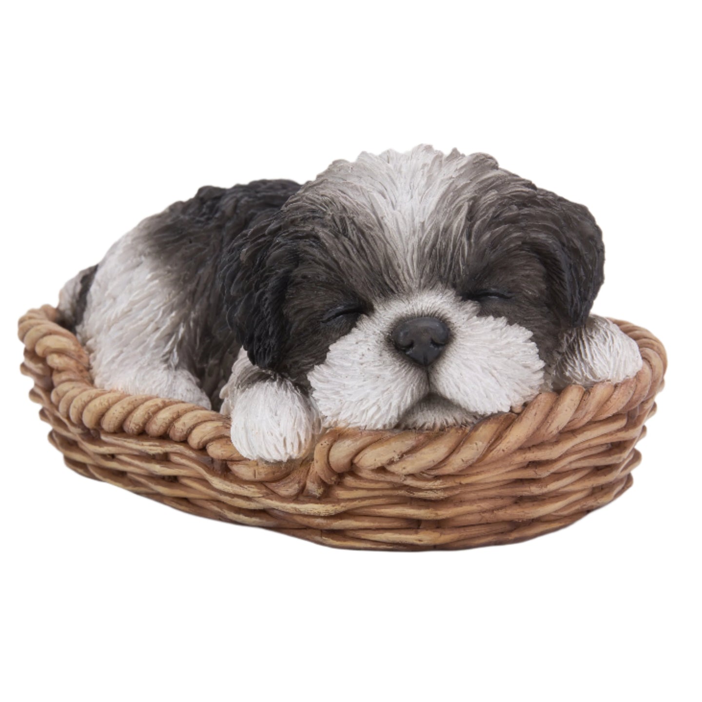 Wicker Basket Shih Tzu Statue