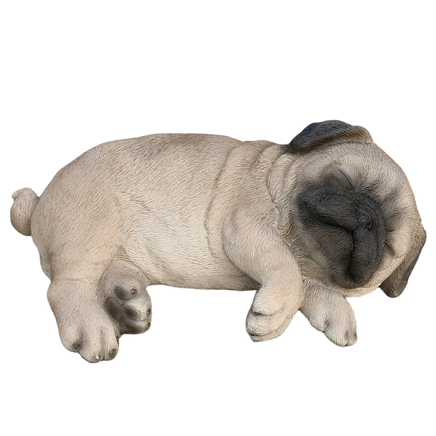 Pug Dreamland: Cozy Brown Polyresin Sleeping Pug Figurine