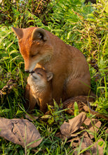 Load image into Gallery viewer, 87719-I - Cuddling Mother and Baby Fox Garden Statue
