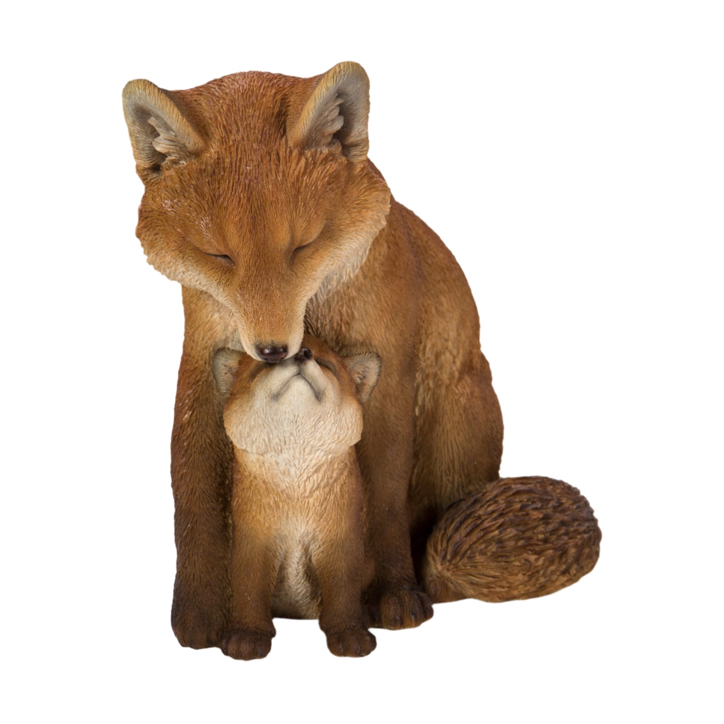 Cuddling Mother And Baby Fox Garden Statue