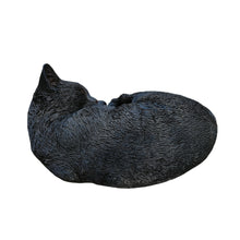 Load image into Gallery viewer, Nocturnal Elegance: Black Polyresin Sleeping Cat Figurine
