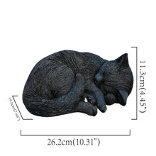 Load image into Gallery viewer, 87728-E - Nocturnal Elegance: Black Polyresin Sleeping Cat Figurine
